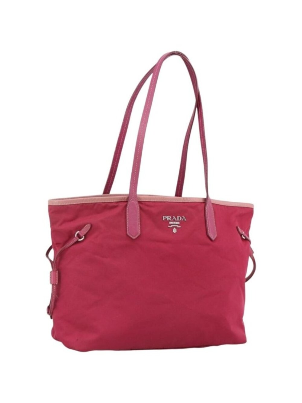 PRADA Tote Bag Nylon Pink Silver
